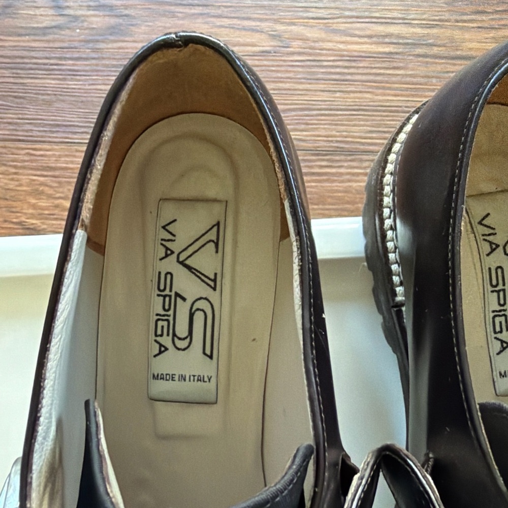 Via Spiga Lug Sole Monk Strap Loafers Italy Brown Leather Size 7.5 - Picture 3 of 4